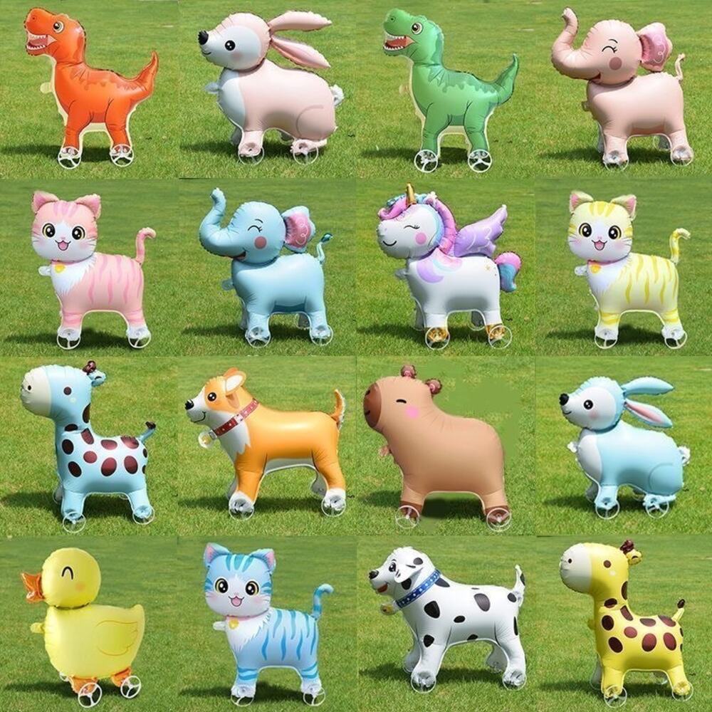 5X Walking Animal Foil Balloons with Wheels